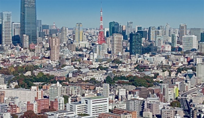 東京タワーを中心とした東京の街の風景写真